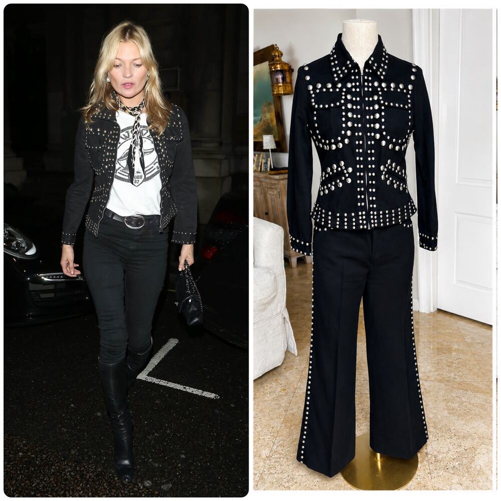 Vintage Roncelli Black Studded Western Jacket & Pants Set